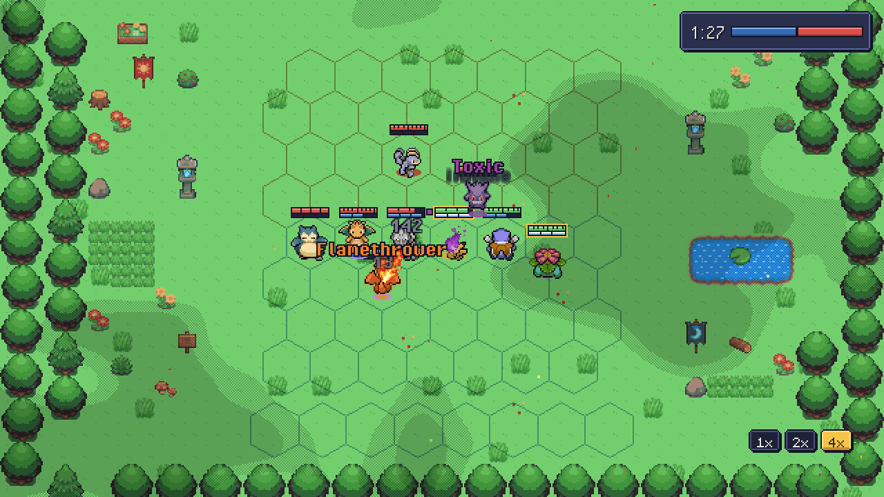 An auto-battle in progress
